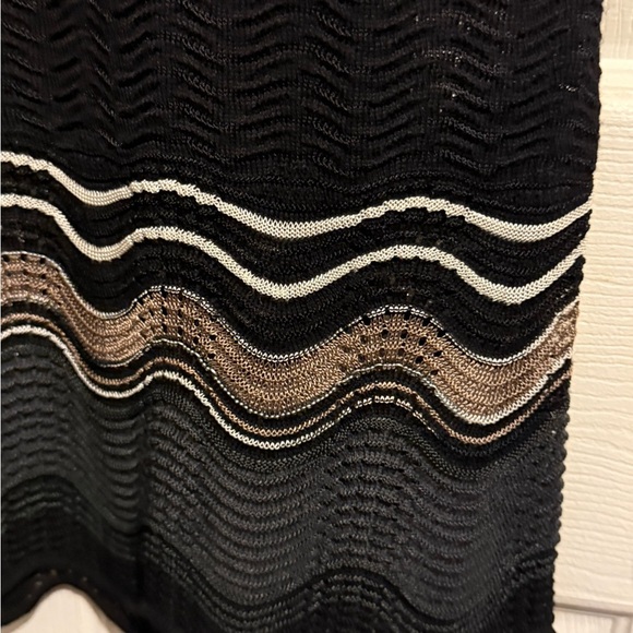 M MISSONI Black Chevron Wool Knit Scallop Gold Lurex Dress 6 - Picture 3 of 5